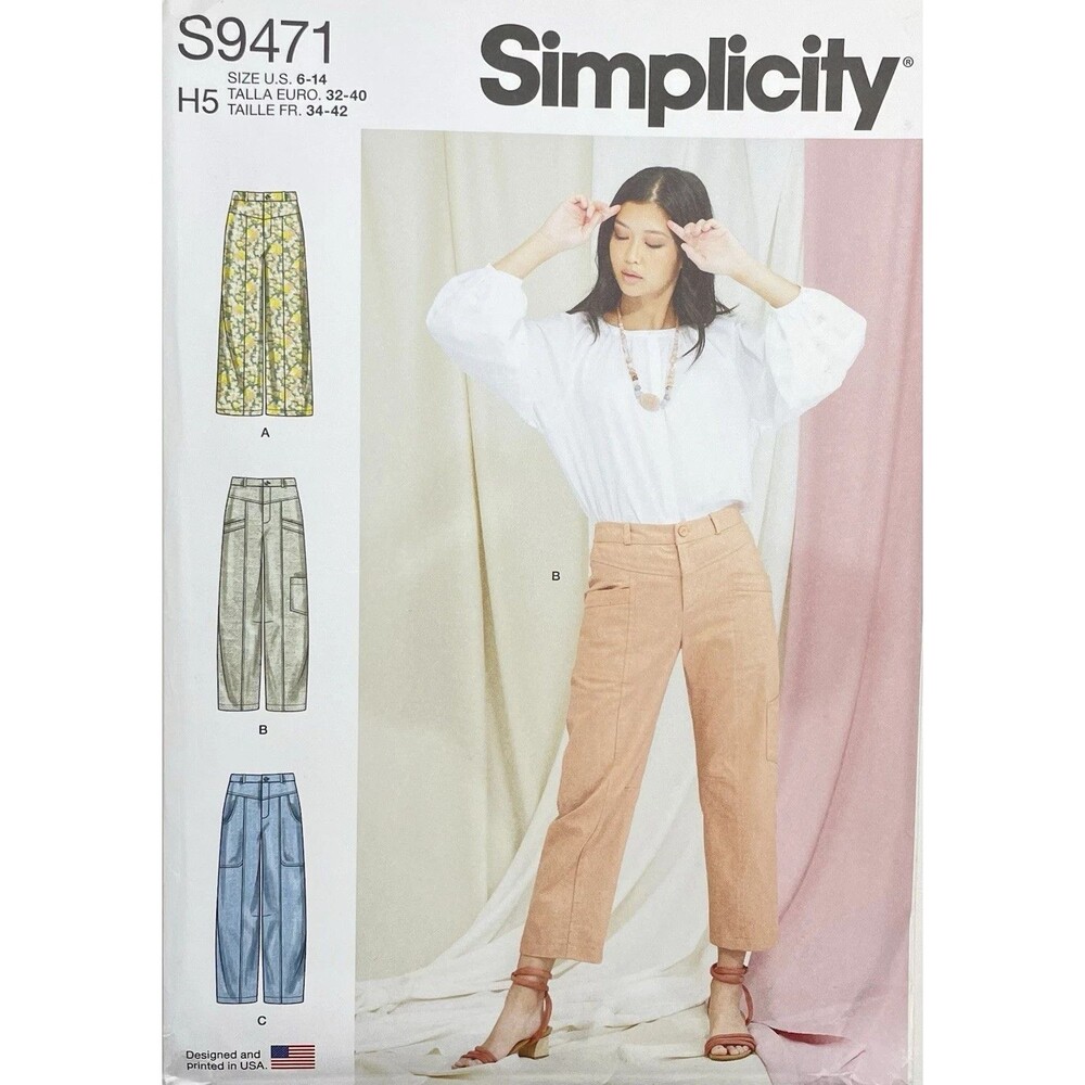 Simplicity S9471 Sewing Pattern Misses Cropped Pants Wide Leg Pegged Size 6-14 H